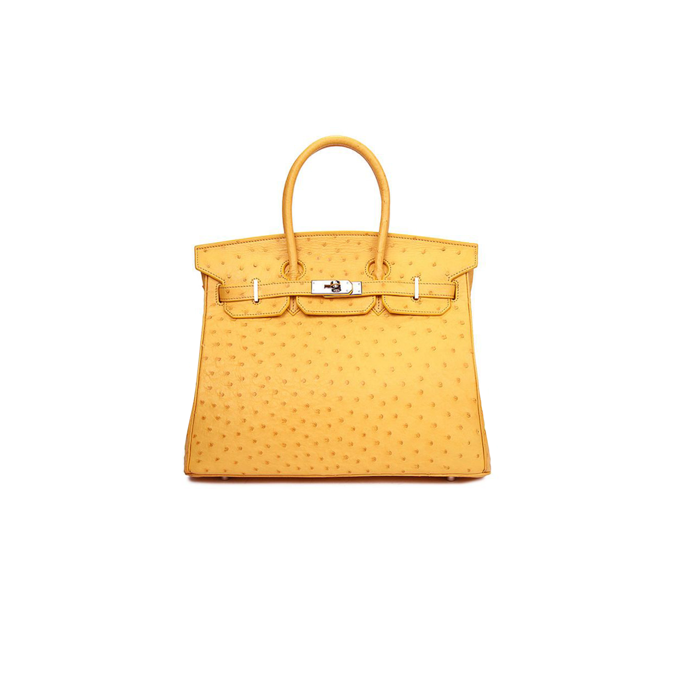 H**mes master birkin 25 ostrich leather amber silver buckle h041944ck68 (25*20*13cm)